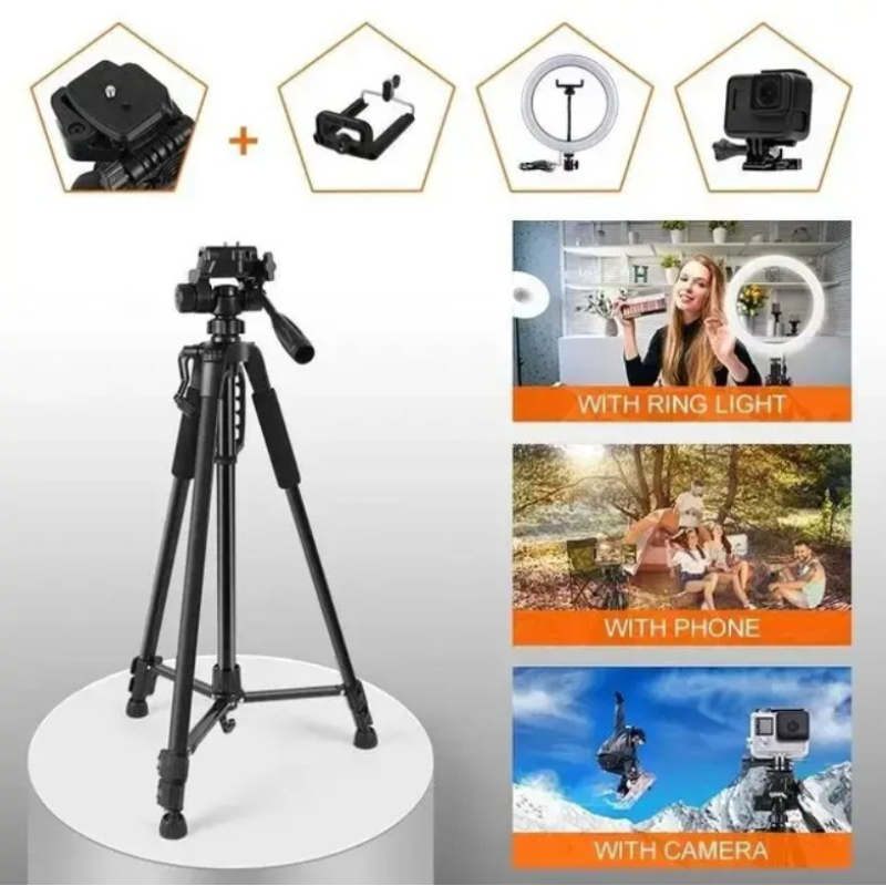 Штатив TriPod 380A для камери та телефону, трипод-тринога для зйомки 360°, висота 50–135 см