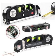 Багатофункціональний лазерний рівень FIXIT LASER PRO 3 з рулеткою та лінійкою, проекція хреста