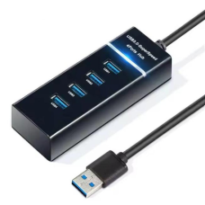 USB 3.0 Hub на 4 порти із вбудованим кабелем 30см Grand G303 до 5 Гбіт/с USB хаб концентратор Чорний