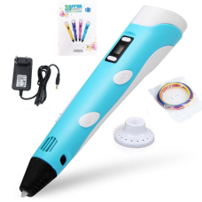 Дитяча 3D ручка PEN-2 з дисплеєм LCD та пластиком, Блакитна 3Д ручка провідна від мережі 9 м