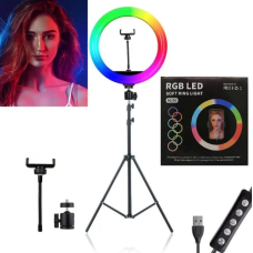 Кільцева RGB лампа 30 см з тримачем для телефону та штативом 210 см — селфі-лампа для професійного освітлення