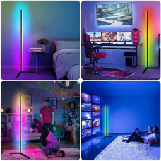 Підлогова RGB лампа 1.4 м FLORLAMP — кутовий LED торшер із пультом, регульована яскравість, світильник для спальні
