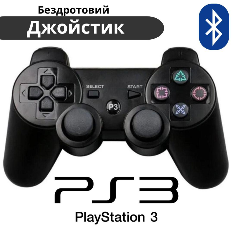 Джойстик бездротовий DoubleShock Bluetooth для PS3, чорний ігровий геймпад